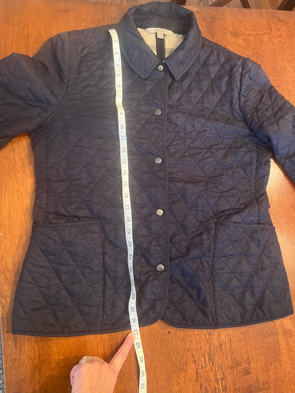 Burberry Navy Quilted Jacket with Signature Check Collar - Picture 10 of 12